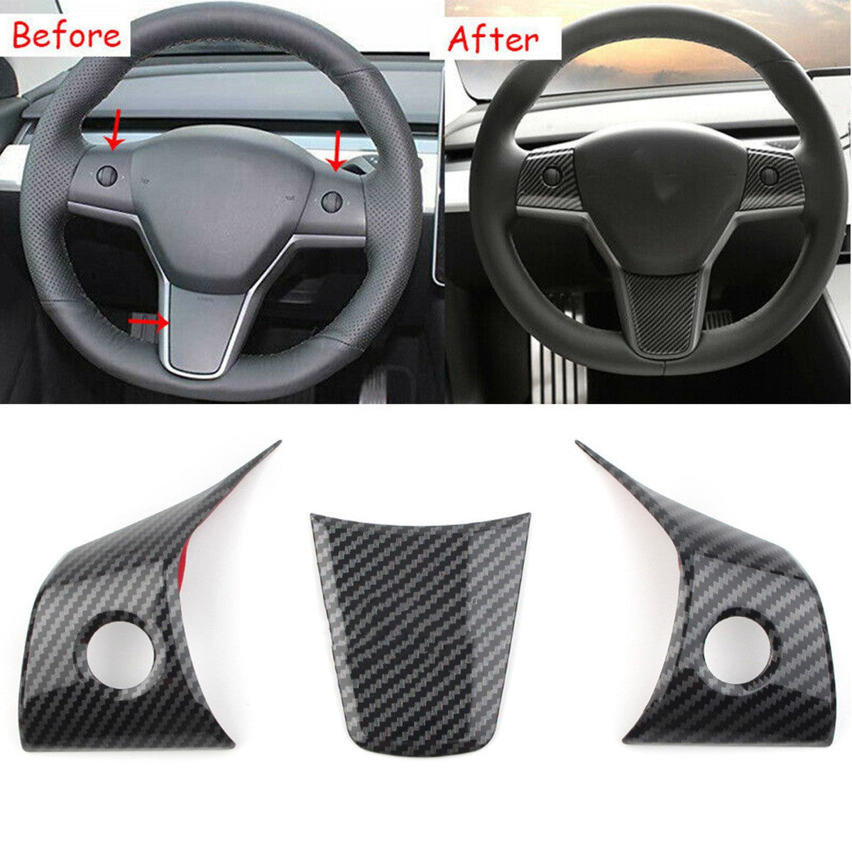 Steering Wheel Decoratives Covers (Model 3/Y)