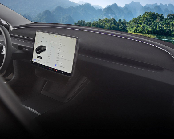 Dashboard Sunshade Mat for Tesla - Pure Black Suede