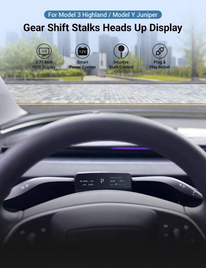 Tesla Model 3 Highland & Model Y Juniper Gear Shift Stalks Heads-Up Display (Plug & Play)
