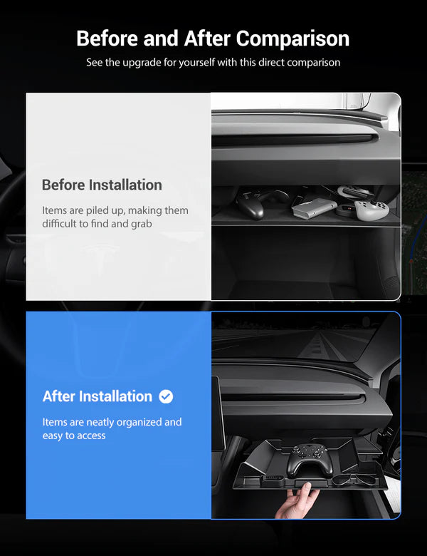Tesla Model 3 Highland and Model Y Juniper glove box organizer