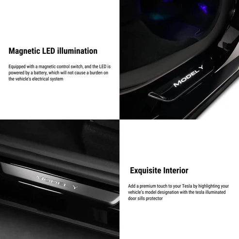 LED illuminated Welcome Pedal Door Sill Protector for Model Y / 3