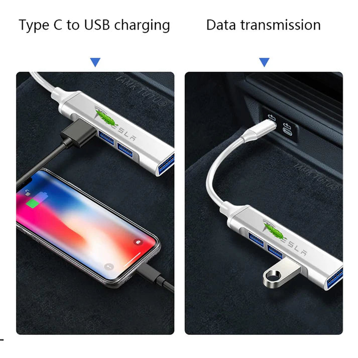 Tesla USB TepyC Hub for Model 3/Y/ 4-in-1 USB 3.0 Port